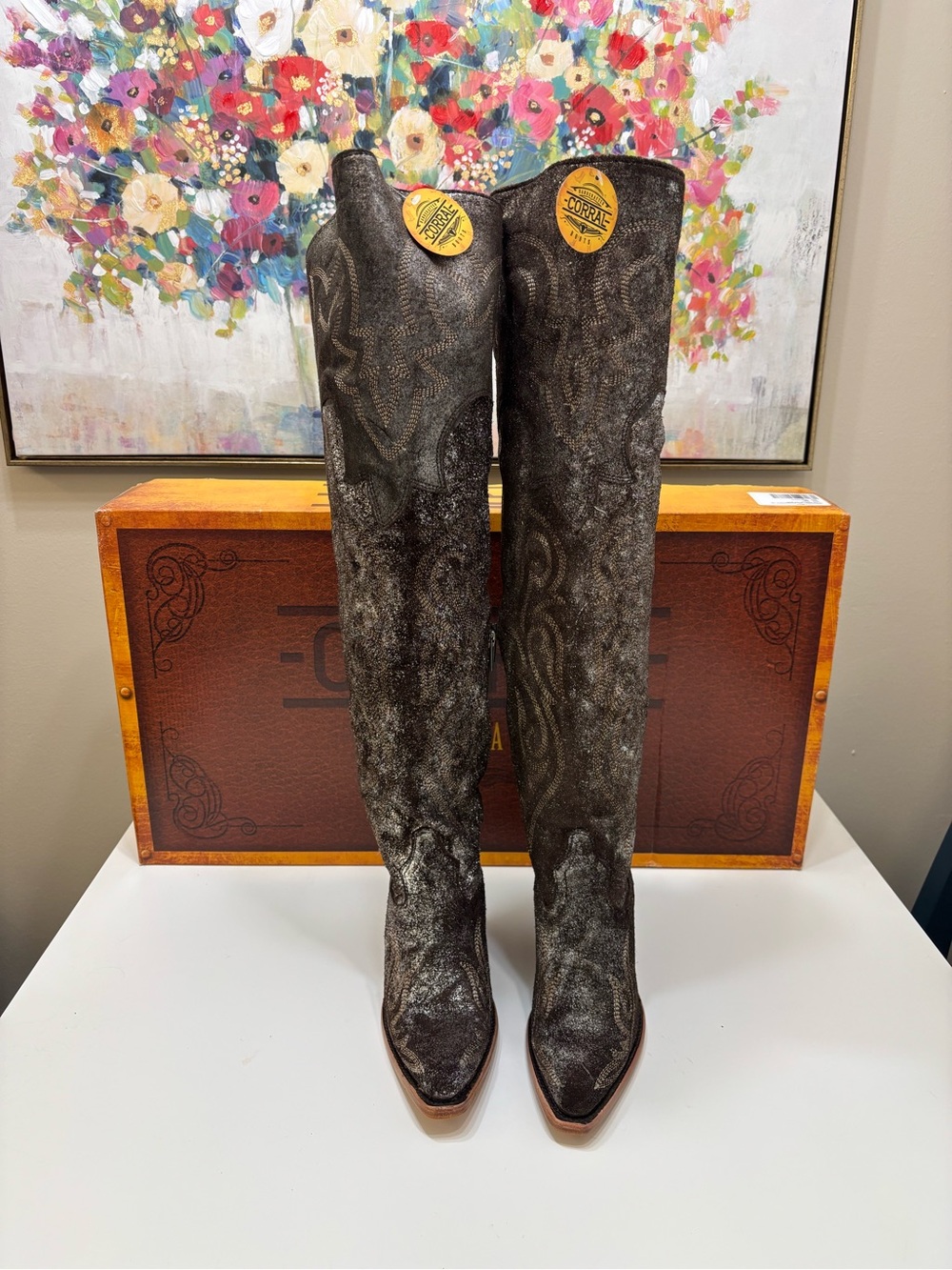 ✨ CORRAL BROWN-SILVER METALLIZED OVER-THE-KNEE BOOTS ✨ NWT